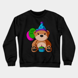 Birthday Cupcake Teddy Bear Crewneck Sweatshirt